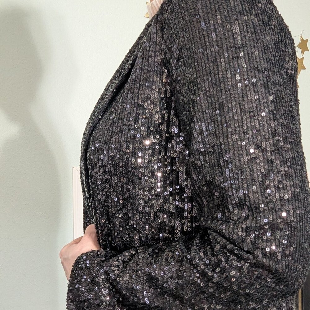 NWOT Banana Republic Soft Sequin Blazer Jacket, Black, Size 6 - Picture 4 of 15